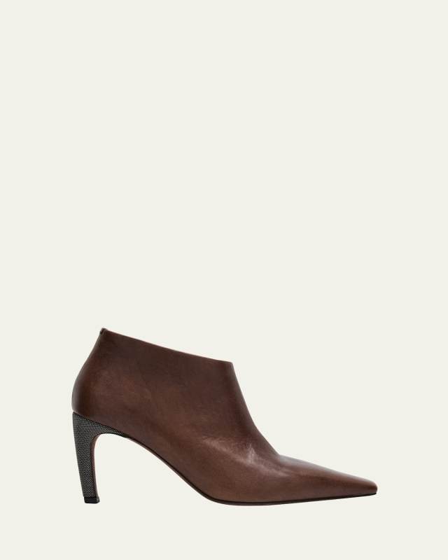 Leather Monili-Heel Ankle Booties